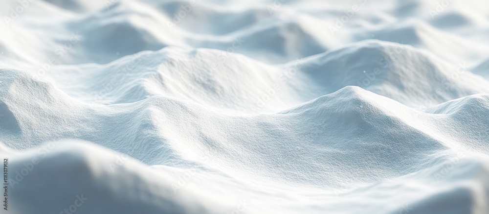 Fototapeta premium Soft, undulating snow drifts create a serene winter landscape.