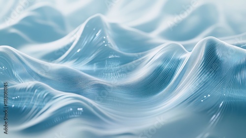 Wallpaper Mural Abstract flowing light blue waves, smooth surface texture, digital rendering. Torontodigital.ca