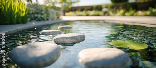 Wallpaper Mural Stepping stones in a tranquil garden pond. Torontodigital.ca