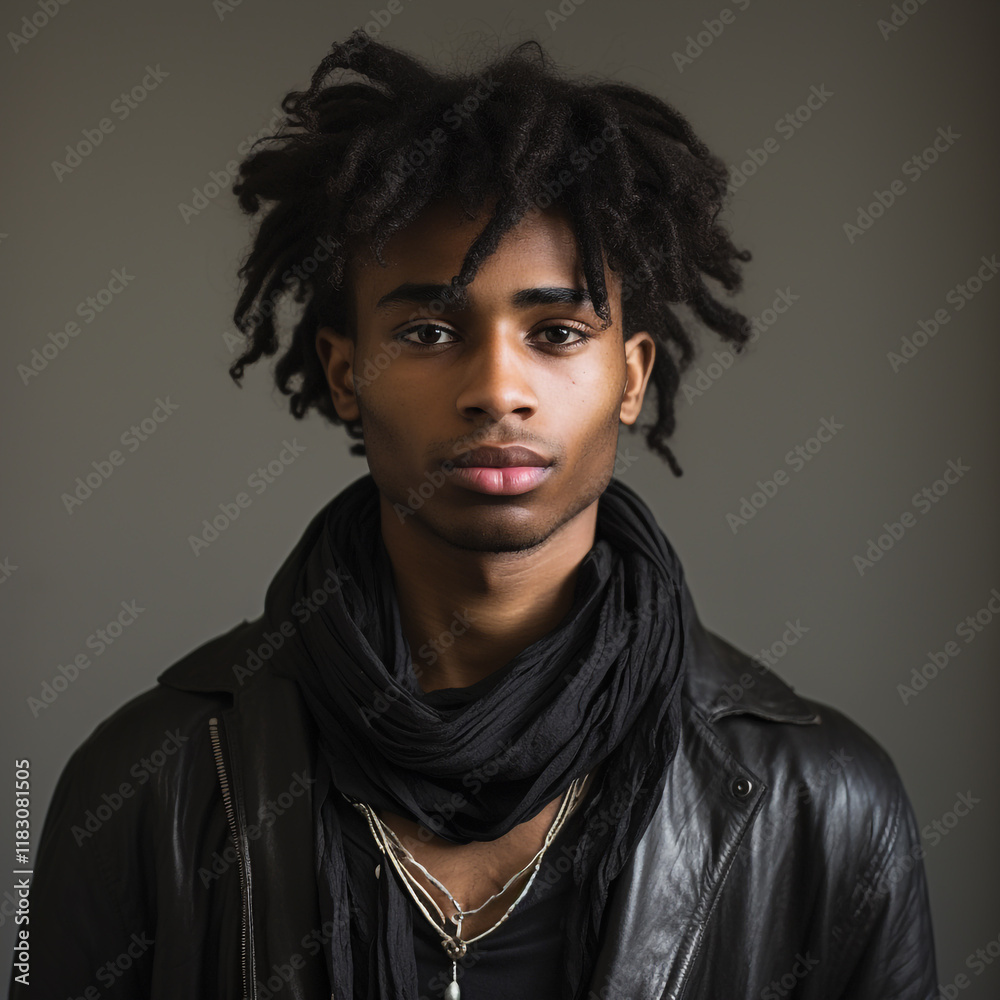 A Young Adult with a Piercing Gaze Standing Tall and Confident A Young Adult with a Piercing Gaze Standing Tall and Confident