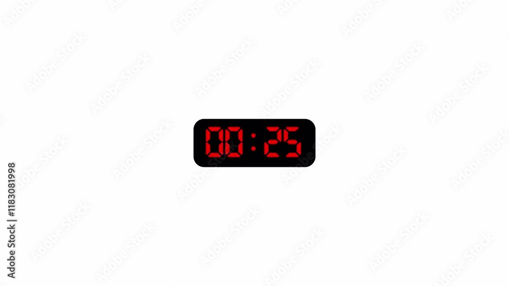 
                                Digital countdown timer thirty seconds animation from 30 to 0 seconds on transparent background rectangle, 30 second countdown timer ,digital Countdown video