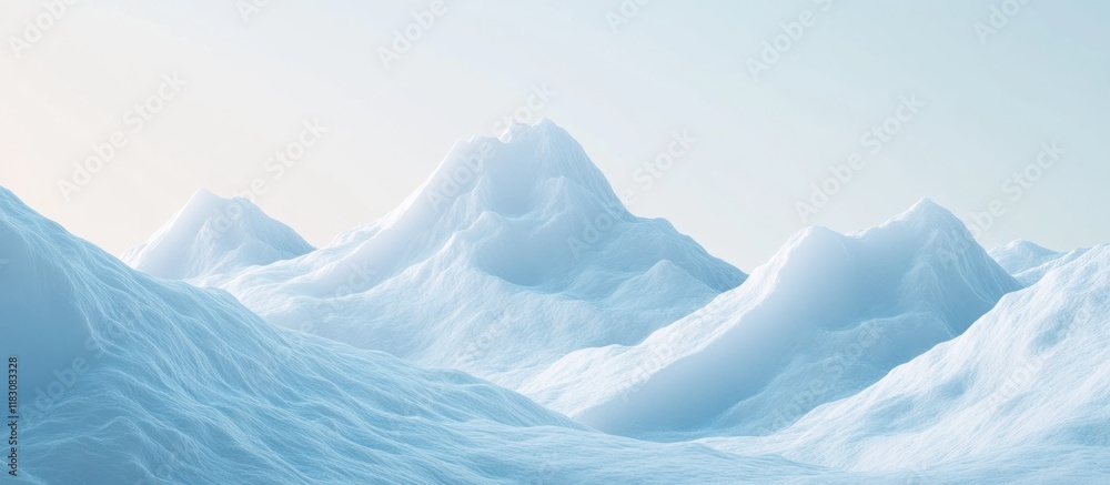 Serene, snow-covered mountain range under a bright sky. Serene, snow-covered mountain range under a bright sky.