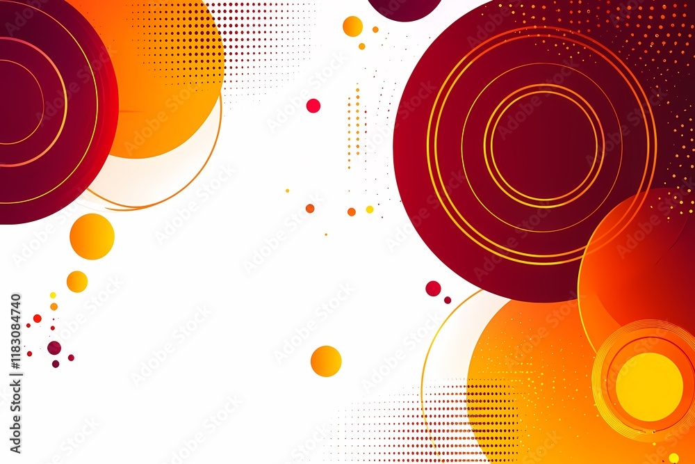 Obraz premium Abstract Orange and Red Circles with Dots on White Background
