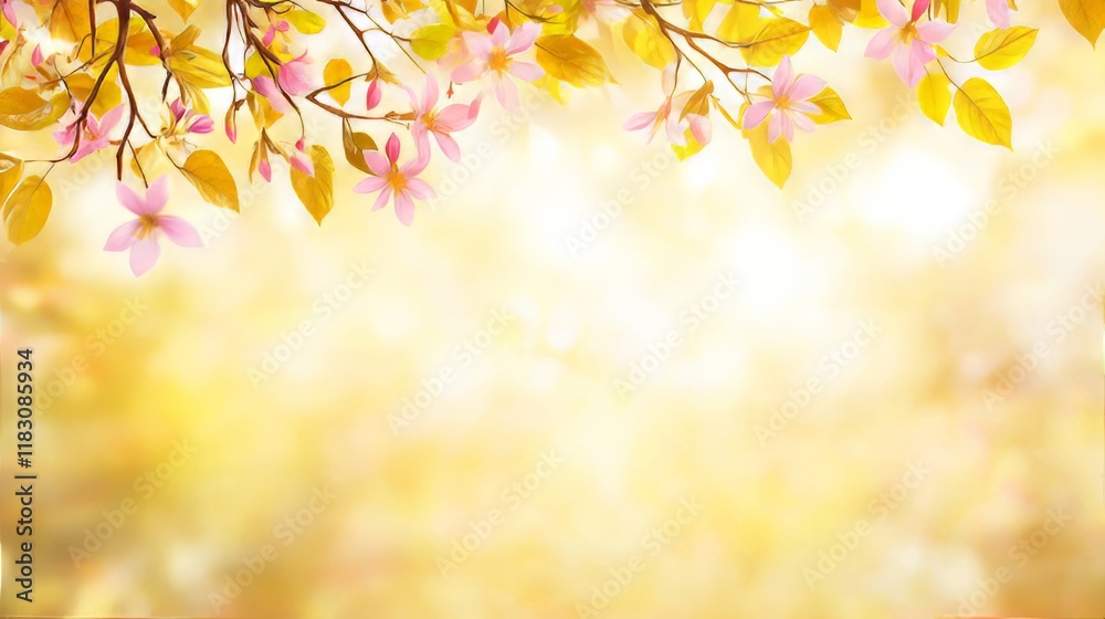 Spring Blossoms Golden Sunlight Background Spring Blossoms Golden Sunlight Background