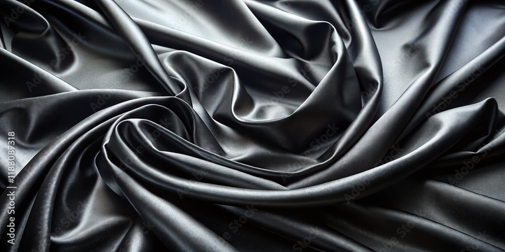 Fototapeta premium Luxurious Black Fabric: Shiny, Sleek Textile Texture for Fashion Design