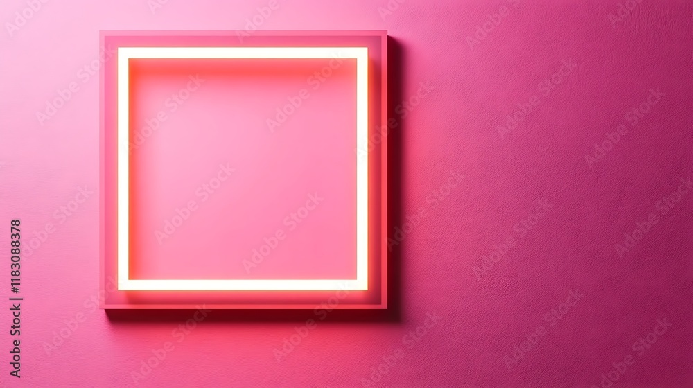 Pink Wall Illuminated Neon Rectangle Frame Pink Wall Illuminated Neon Rectangle Frame