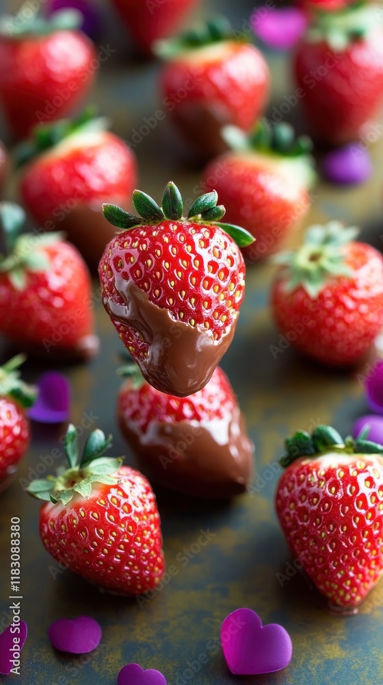 Φωτογραφία Close up of fresh ripe organic strawberries with vibrant red color and juicy tex