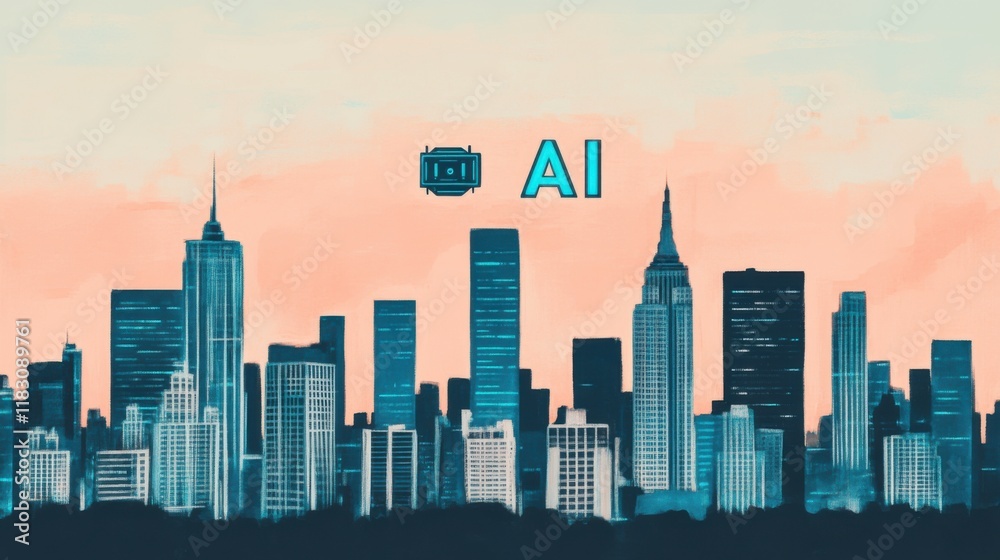 Ai advancements transforming urban landscapes in new york city digital art futuristic viewpoint technology concept Ai advancements transforming urban landscapes in new york city digital art futuristic viewpoint technology concept