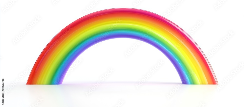 Fototapeta premium Vibrant rainbow arc isolated on white background.