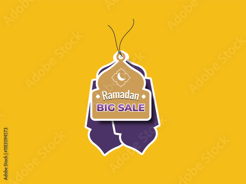 Ramadan big sale card tag, sale badge design element