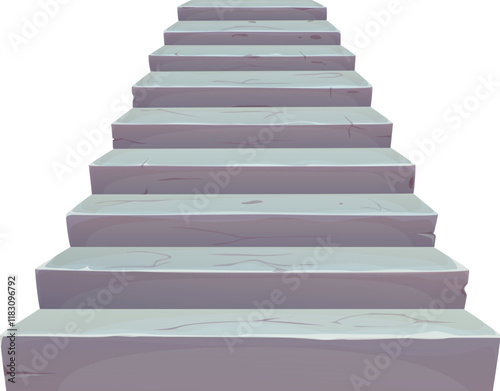 Castle stone stairs, old house or medieval palace ladder, isolated cartoon vector staircase or stairway made of rocky blocks. Grey stone stairs structure, architecture construction with solid steps