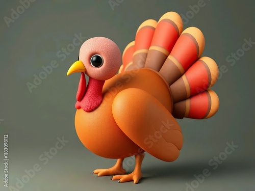 Cute turkey 3d rendering cartoon illustration photo