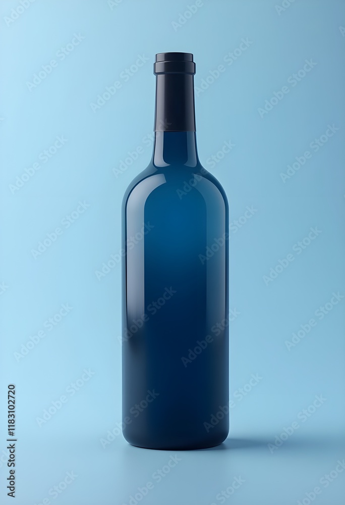 a stylish and modern design of a blue wine bottle, a concept of luxurious life style a stylish and modern design of a blue wine bottle, a concept of luxurious life style
