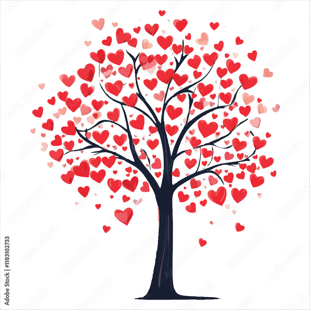 Fototapeta premium Valentine tree Vector with hearts