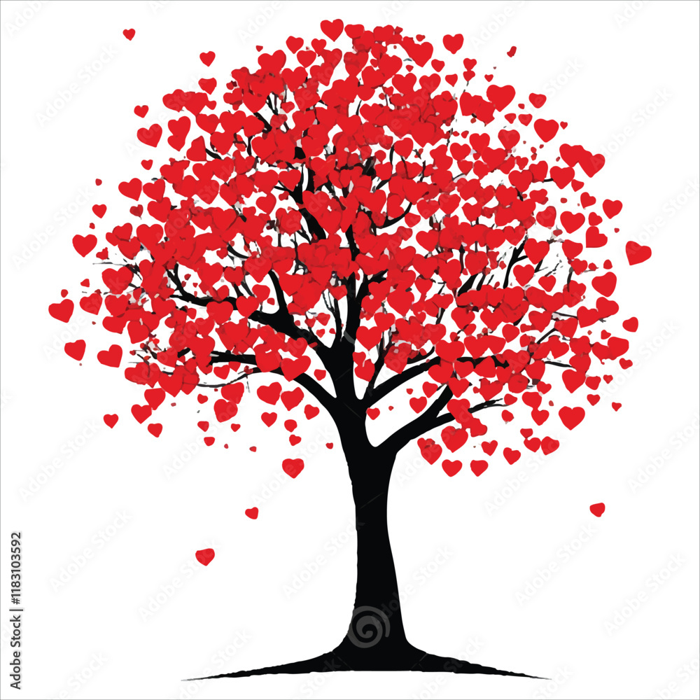Fototapeta premium Valentine tree Vector with hearts