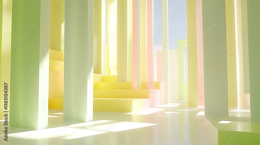 Abstract Pastel Architectural Structure with Light and Shadow Abstract Pastel Architectural Structure with Light and Shadow