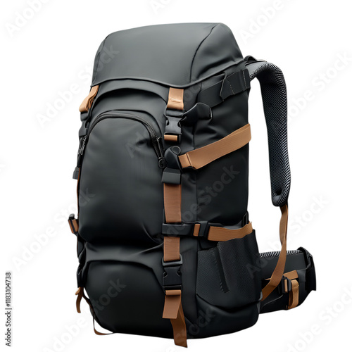 Compact travel backpack with adjustable straps, isolated on transparent background photo