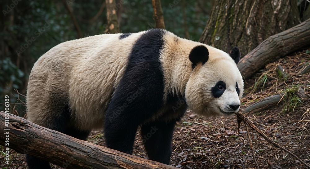 Obraz premium Adorable Giant Panda Bear in Forest Habitat