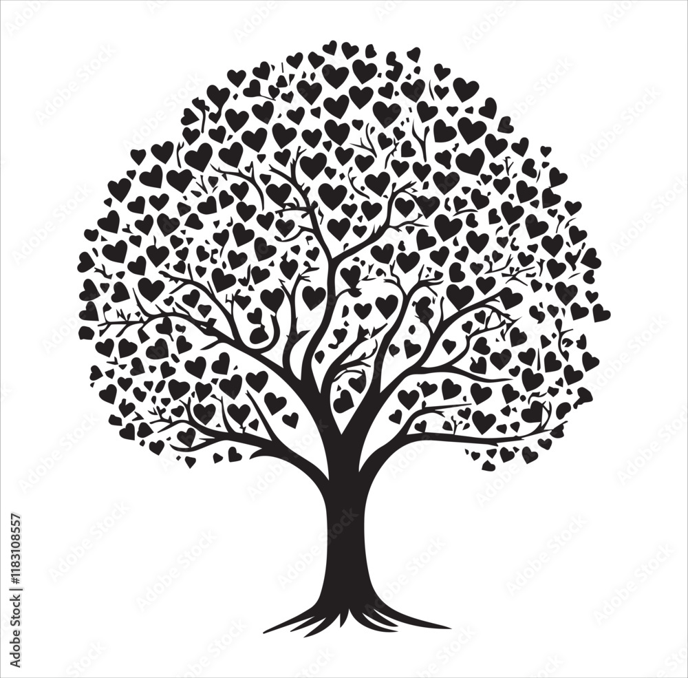 Fototapeta premium Valentine tree Vector with hearts