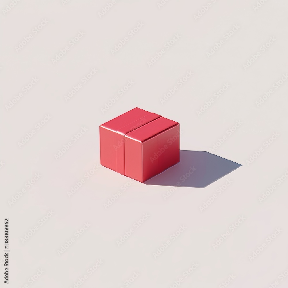Fototapeta premium red cube on white background