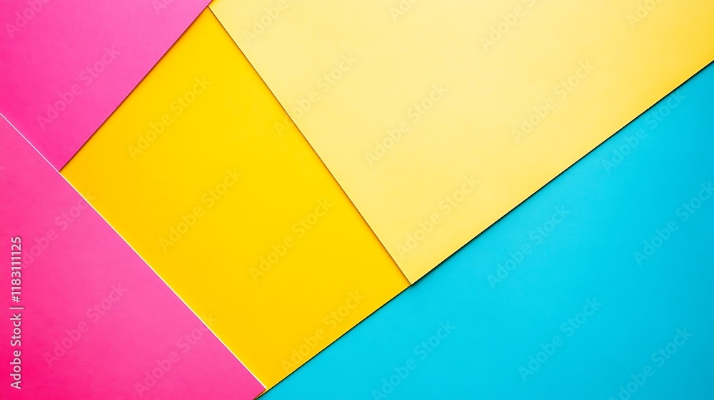 Abstract geometric design with vibrant yellow pink and blue colors