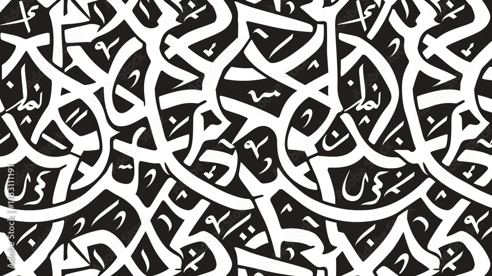 Obraz premium arabic graffiti seamless pattern wallpaper