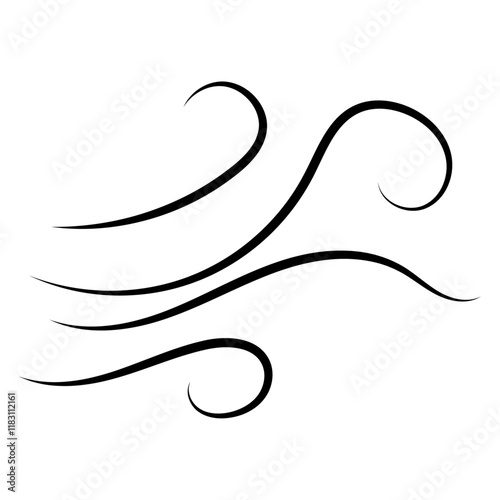 Doodle wind line sketch. Hand drawn doodle wind motion, air blow, swirl elements. Sketch drawn air blow motion, freshness, smoke flow art. Wind and air flow icons gusts. vector illustration