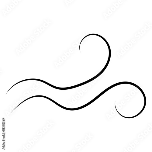 Doodle wind line sketch. Hand drawn doodle wind motion, air blow, swirl elements. Sketch drawn air blow motion, freshness, smoke flow art. Wind and air flow icons gusts. vector illustration