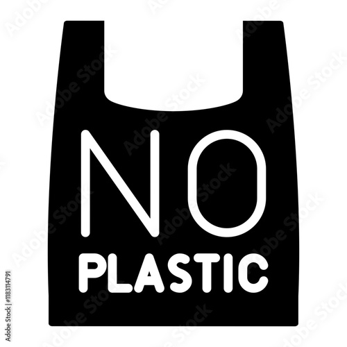 Ban plastic bag icon in glyph style