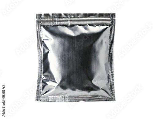 Silver foil bag mockup On Transparent Background