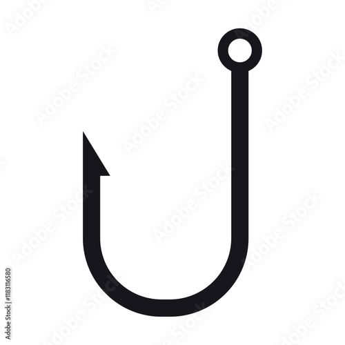 Fishing hook icon vector, fishhook icon vector in trendy flat style illustration isolated on white background.