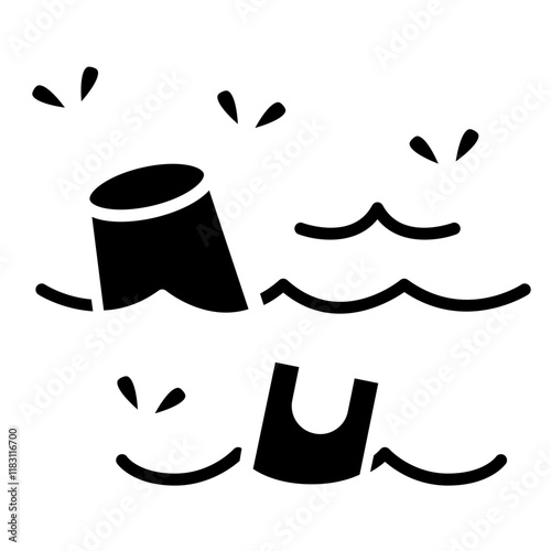 Water pollution icon in glyph style