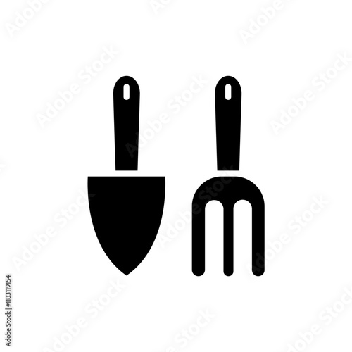 Gardening tools icon in glyph style