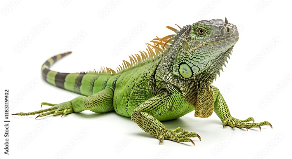 Fototapeta premium Green Iguana Lizard Reptile Wildlife Animal Closeup Exotic Pet