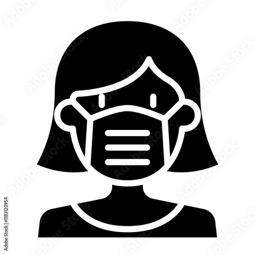 Patient wearing mask icon in glyph style