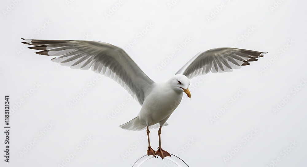 Obraz premium Majestic Seagull Wings Spread Wide Bird in Flight Wildlife Photography
