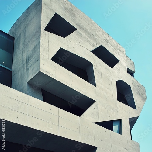 Modern Concrete Building Architecture: Geometric Design photo