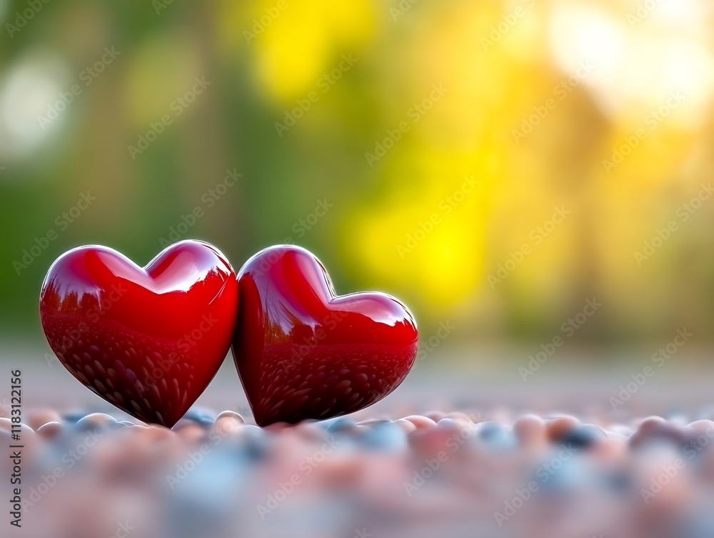 Vibrant Red Hearts Gently Resting Outdoors at Sunset: Close-Up Photo. AI Generated Vibrant Red Hearts Gently Resting Outdoors at Sunset: Close-Up Photo. AI Generated