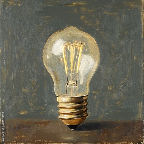 Vintage Lightbulb: A Classic Still Life Painting photo