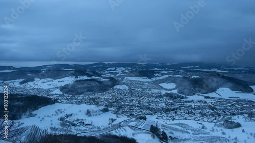 Wallpaper Mural Night view of the village in the Carpathian Mountains in winter looking at Camera, 4k Video Torontodigital.ca
