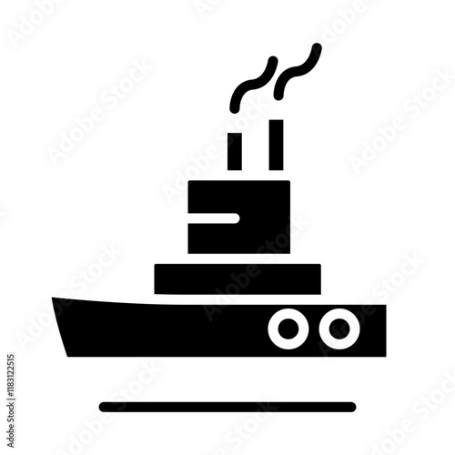 Fishing boat icon in glyph style