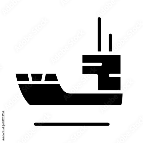 Cargo ship icon in glyph style