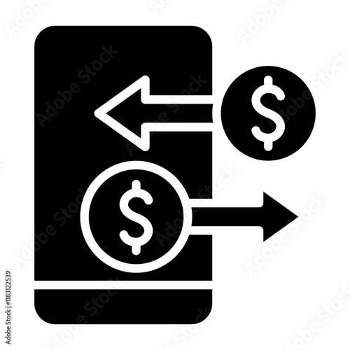 Mobile banking icon in glyph style
