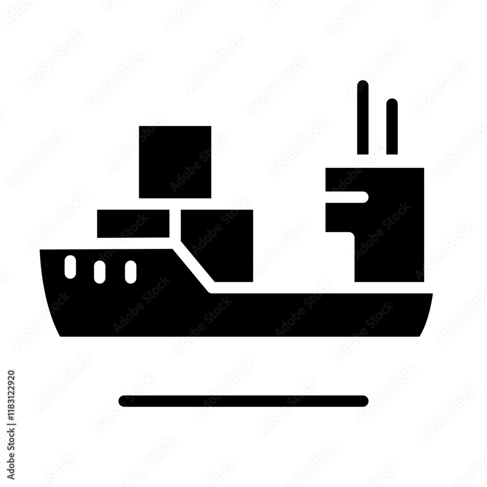 Cargo ship icon in glyph style Cargo ship icon in glyph style