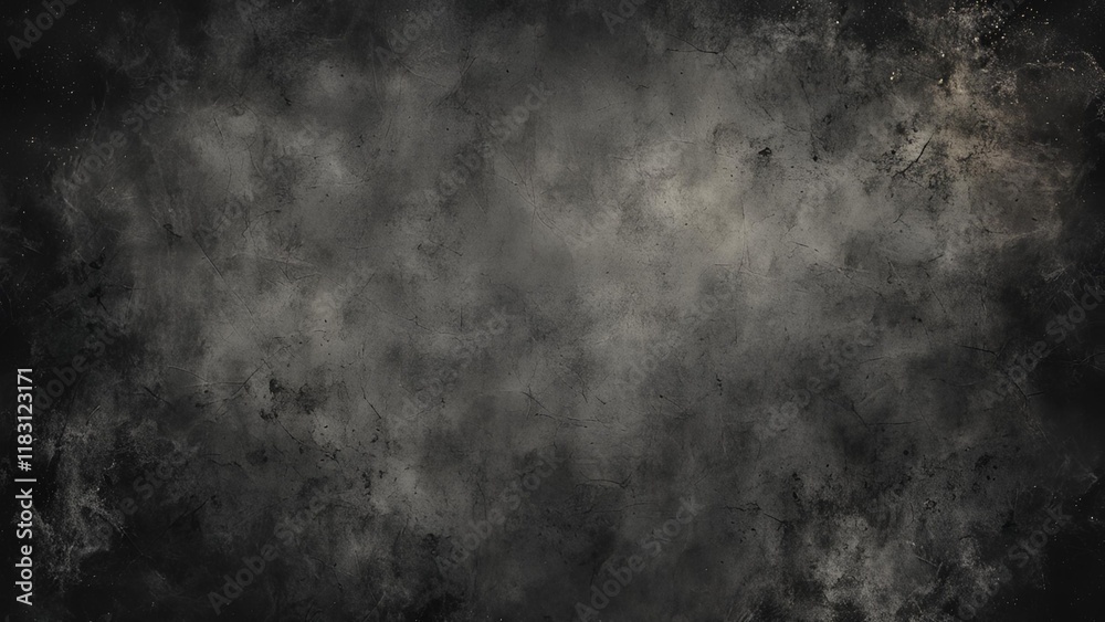 Fototapeta premium Dust and scratch aesthetics. Layer for editing old photographs. Abstract black grunge background. Space for additional content
