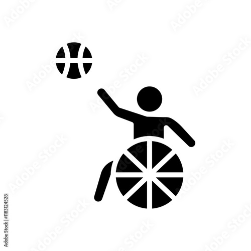 Wheelchair basketball icon in glyph style