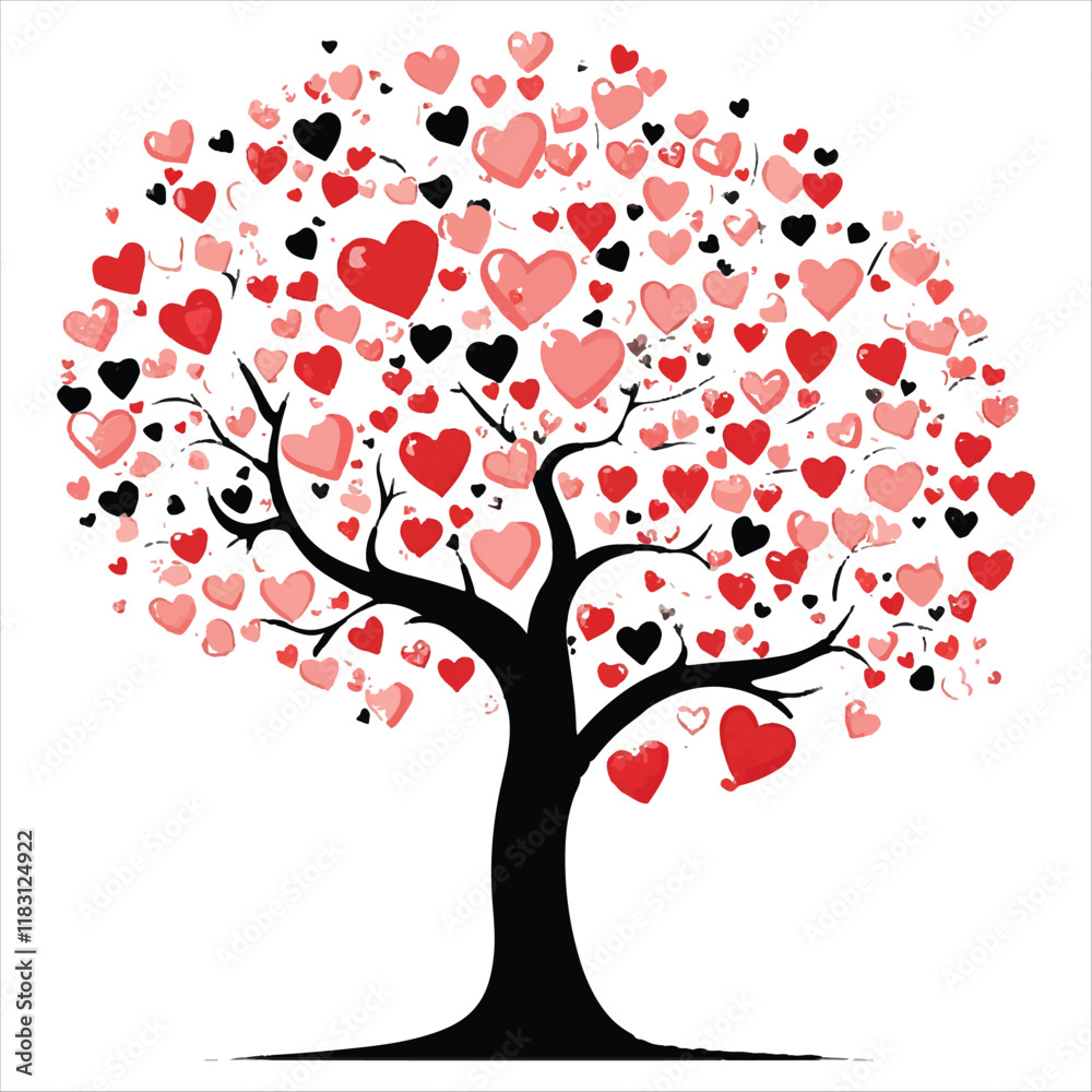 Valentine tree Vector with hearts Valentine tree Vector with hearts