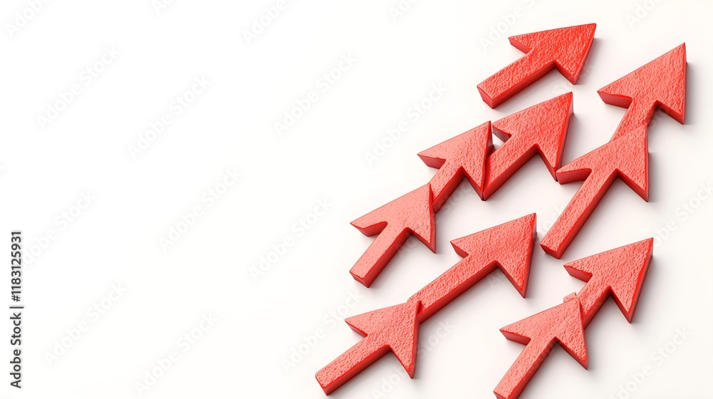 Red Arrows Pointing Upward Symbolizing Growth and Progress, Generative AI. Red Arrows Pointing Upward Symbolizing Growth and Progress, Generative AI.