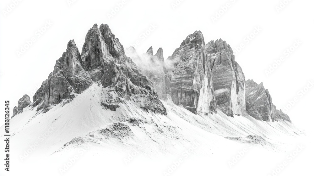 Majestic Snow-Covered Peaks in Alpe di Siusi, Dolomites, South Tyrol, Italy Majestic Snow-Covered Peaks in Alpe di Siusi, Dolomites, South Tyrol, Italy