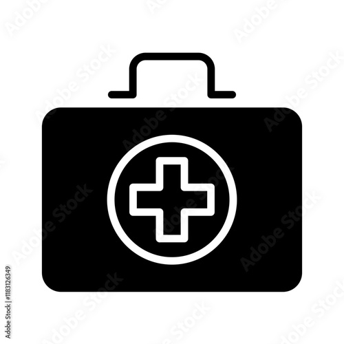 First aid kit icon in glyph style